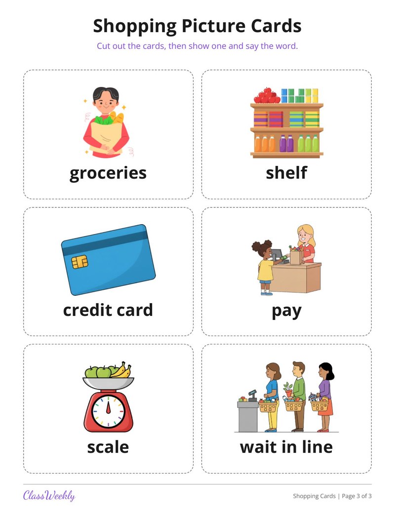 Shopping Picture Cards for English Learners - Page 4