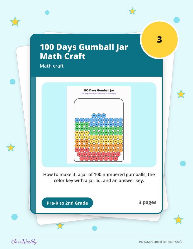 100 Days Gumball Jar Math Craft - Page 1