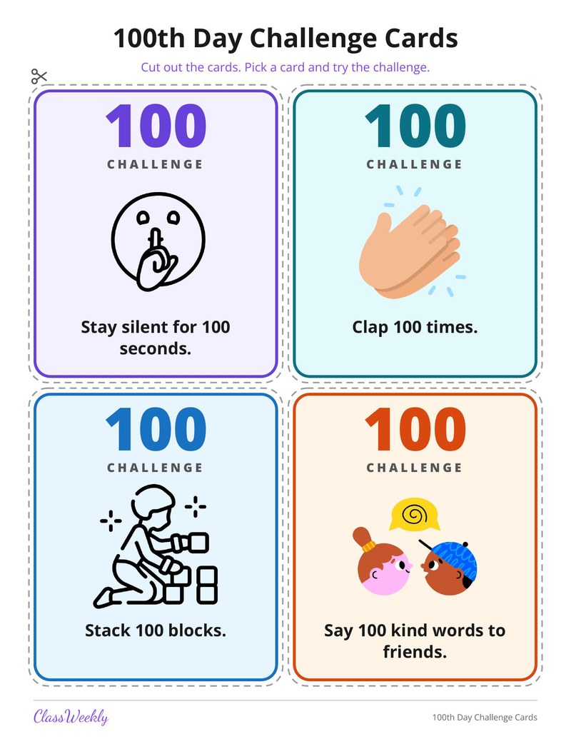 100th Day Challenge Cards - Page 2