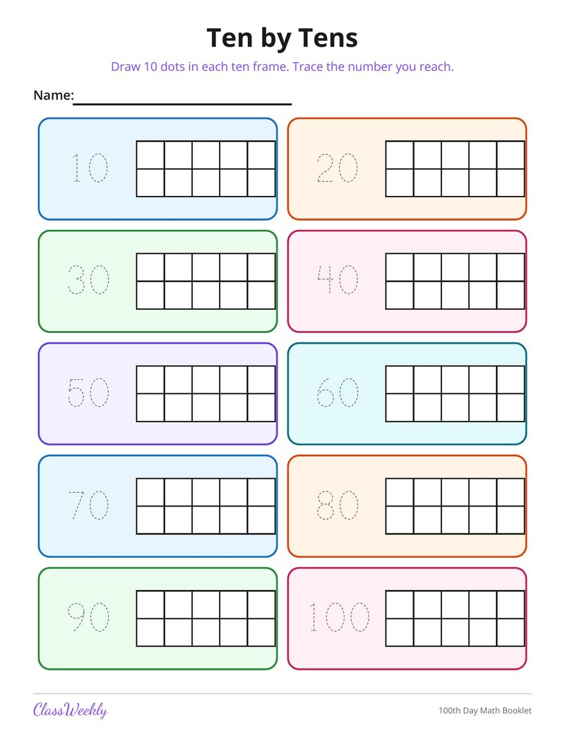 100th Day Math Booklet - Page 2