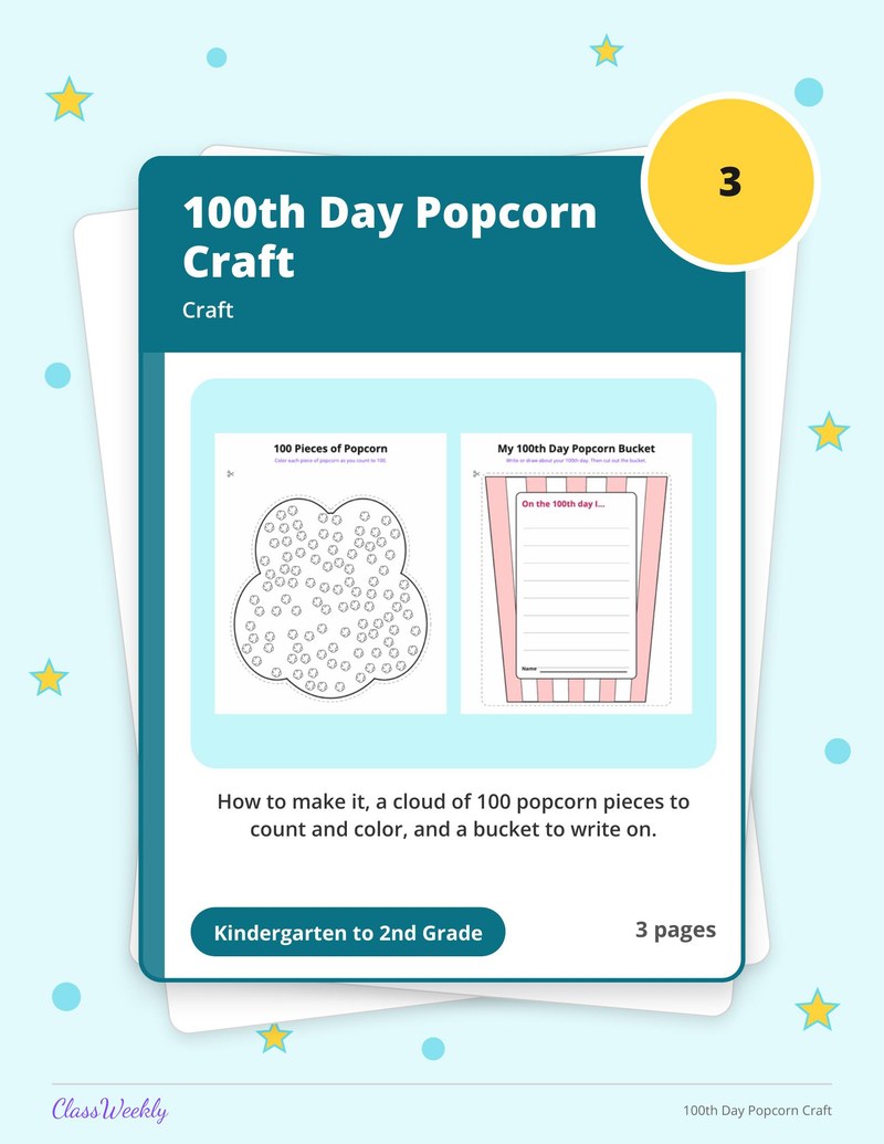 100th Day Popcorn Craft - Page 1
