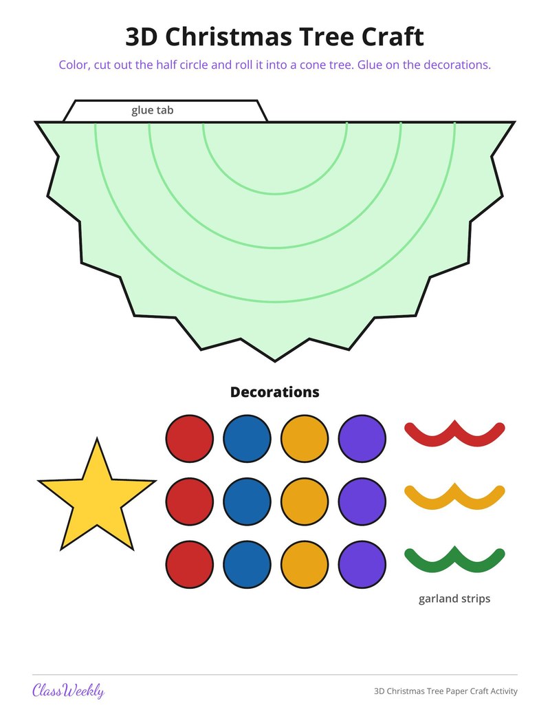 3D Christmas Tree Paper Craft Activity