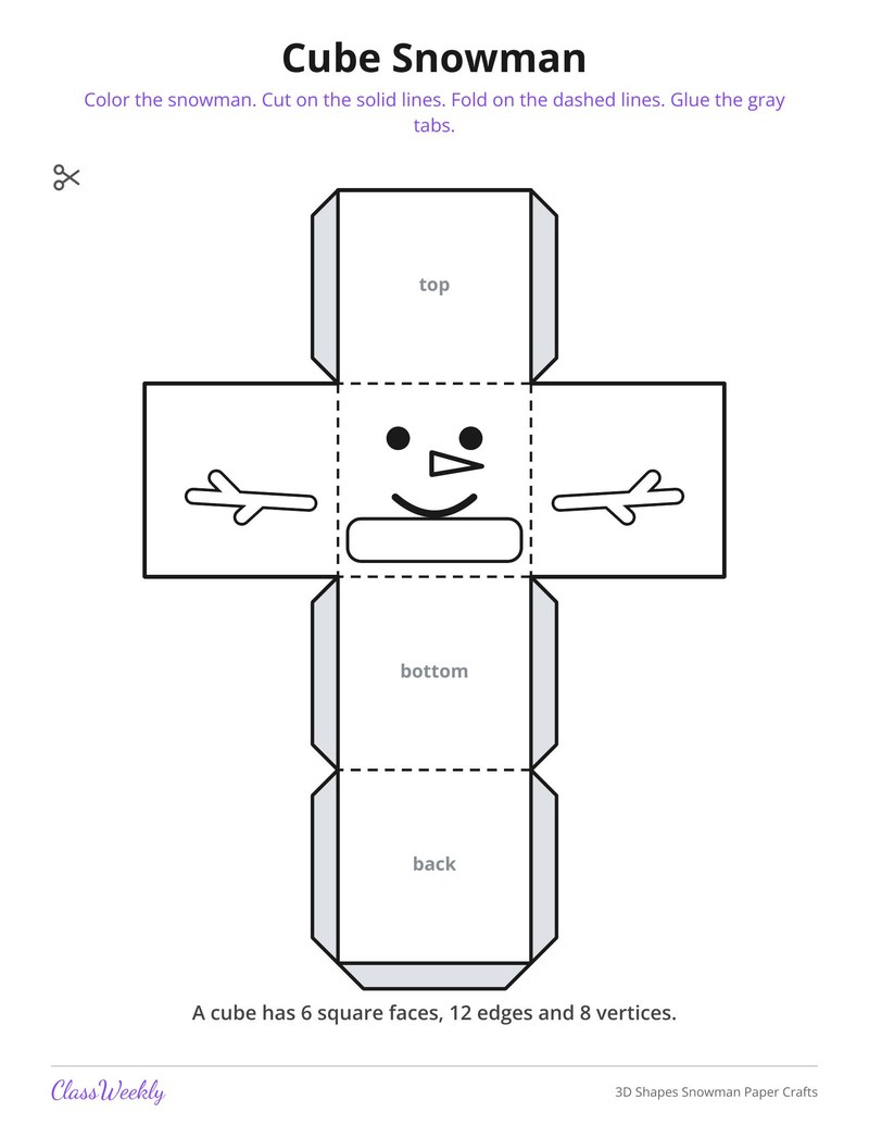 3D Shapes Snowman Paper Crafts - Page 2