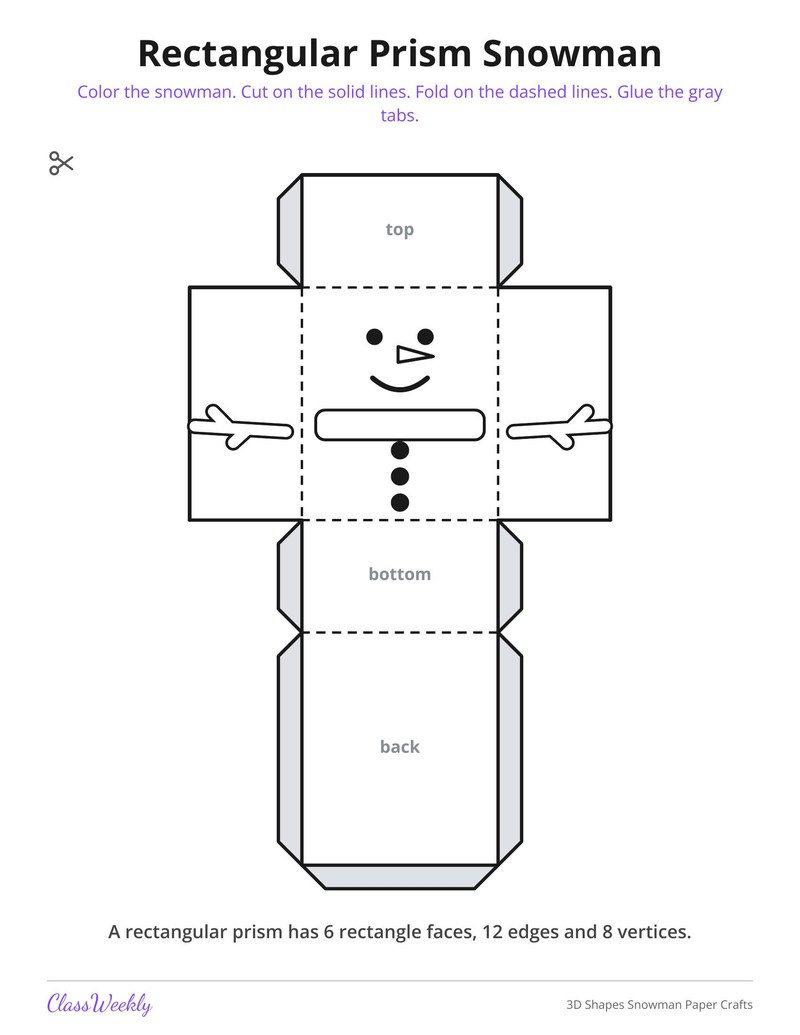 3D Shapes Snowman Paper Crafts - Page 3