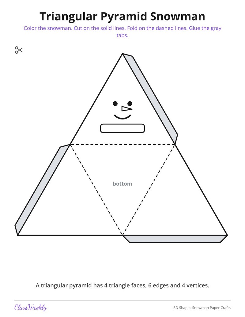 3D Shapes Snowman Paper Crafts - Page 4