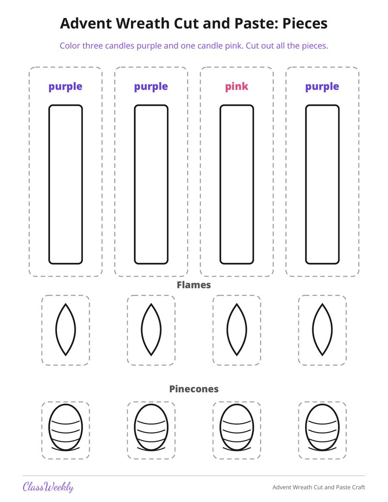 Advent Wreath Cut and Paste Craft - Page 2