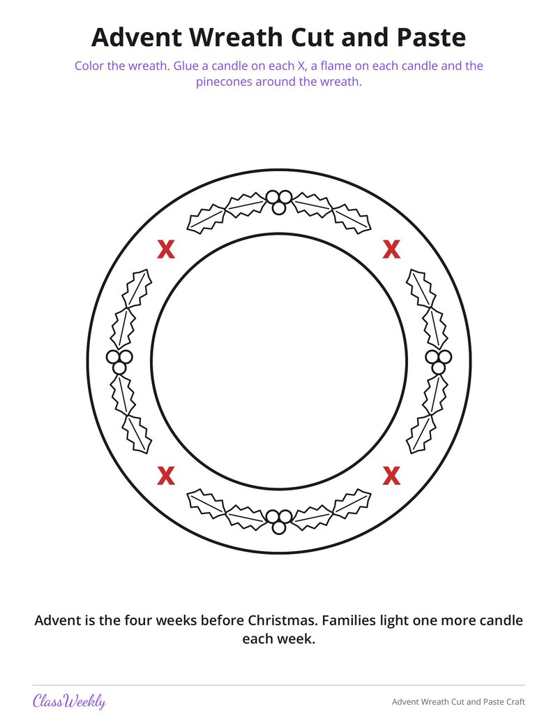 Advent Wreath Cut and Paste Craft - Page 1
