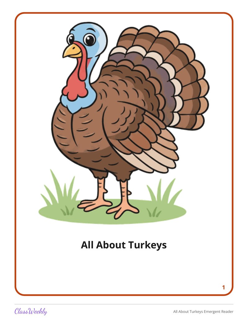 All About Turkeys Emergent Reader - Page 2