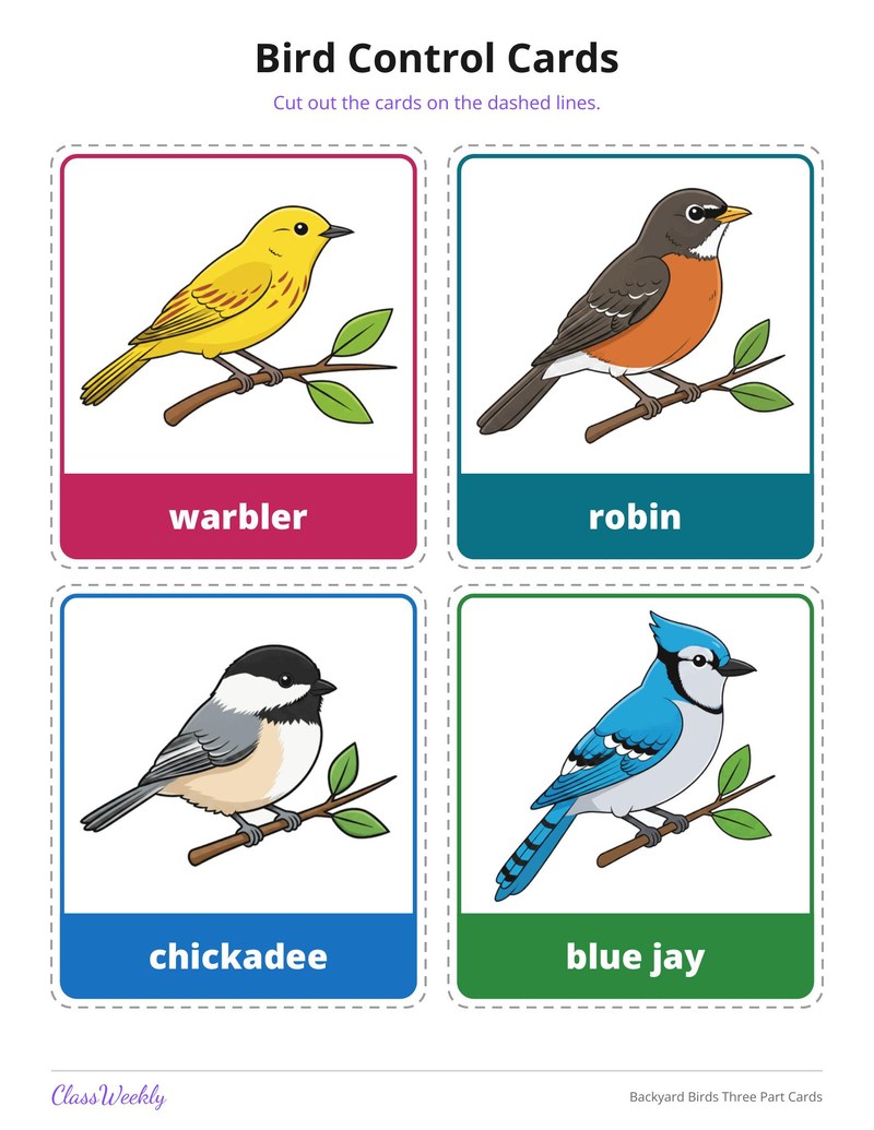 Backyard Birds Three Part Cards - Page 3