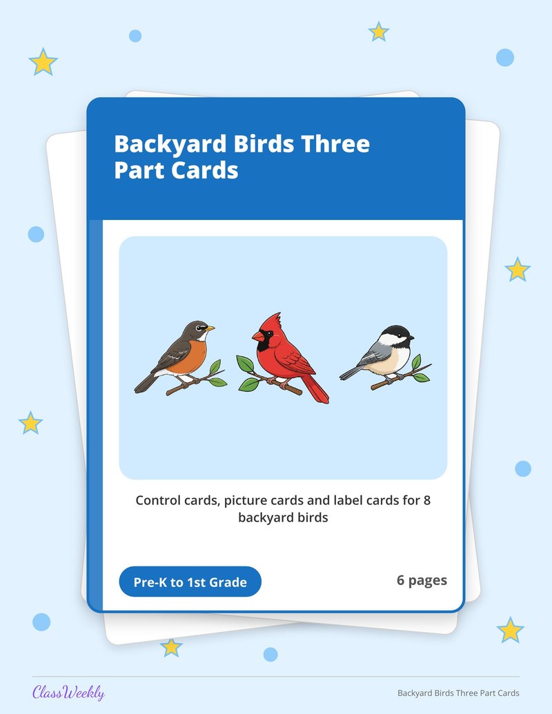 Backyard Birds Three Part Cards - Page 1