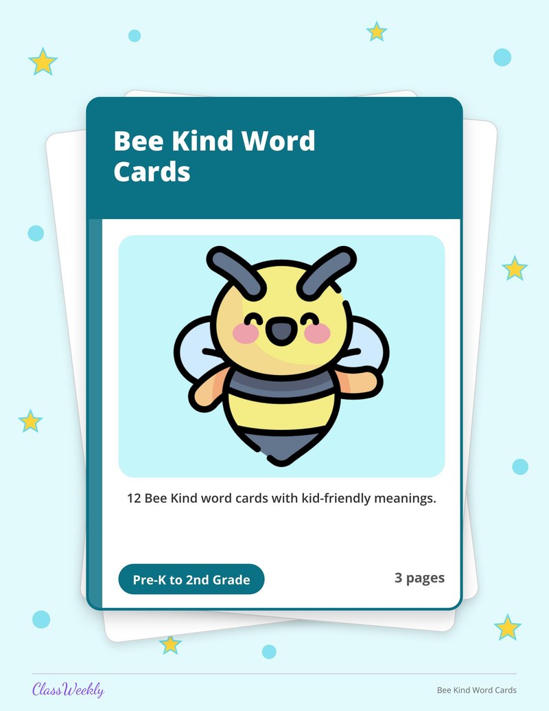 Bee Kind Word Cards - Page 1