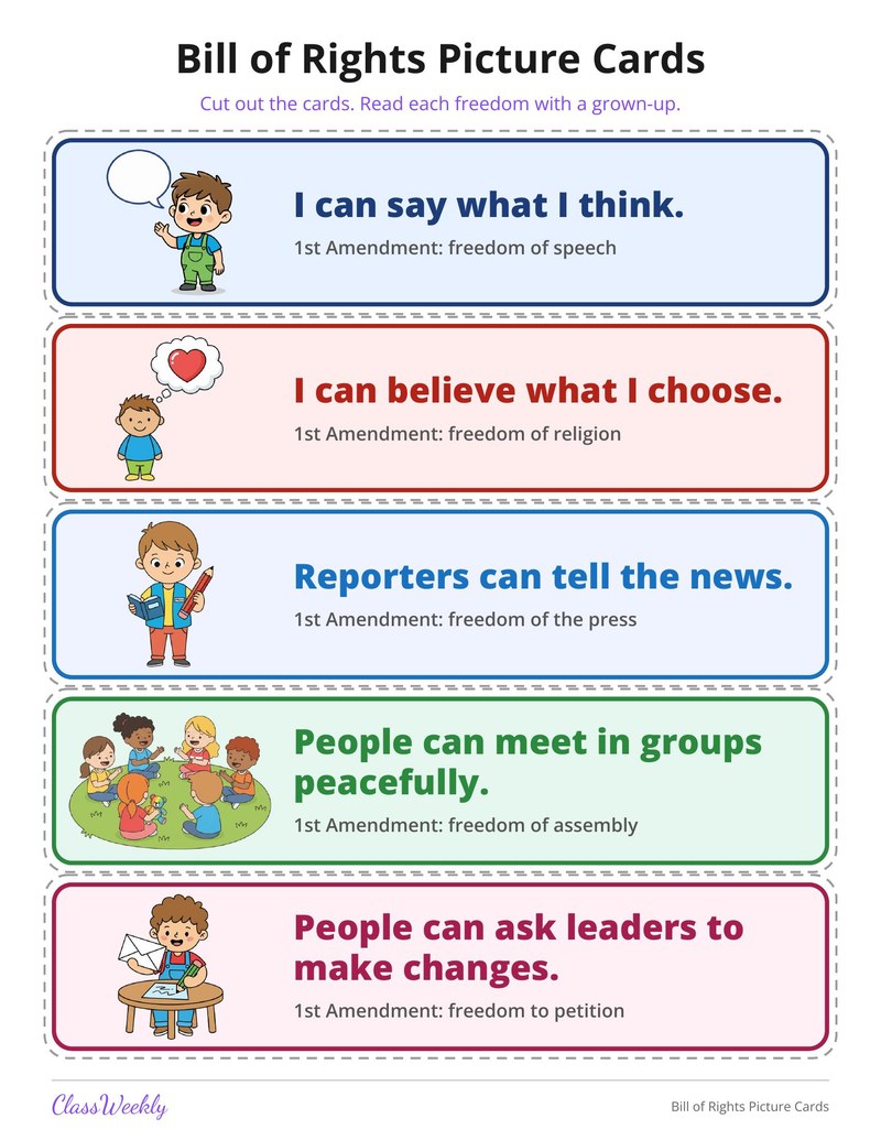Bill of Rights Picture Cards - Page 1