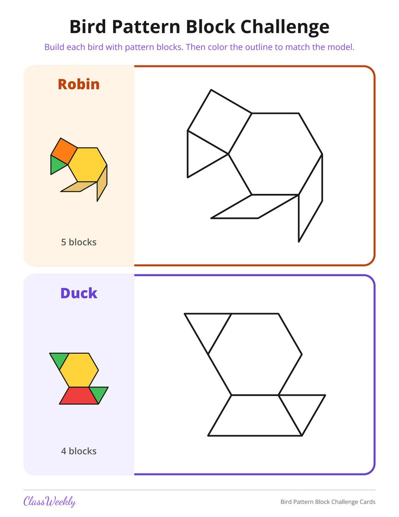 Bird Pattern Block Challenge Cards - Page 3