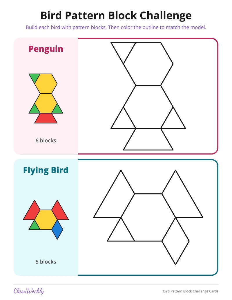 Bird Pattern Block Challenge Cards - Page 4