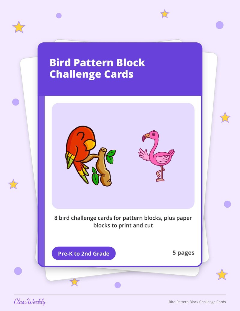 Bird Pattern Block Challenge Cards - Page 1