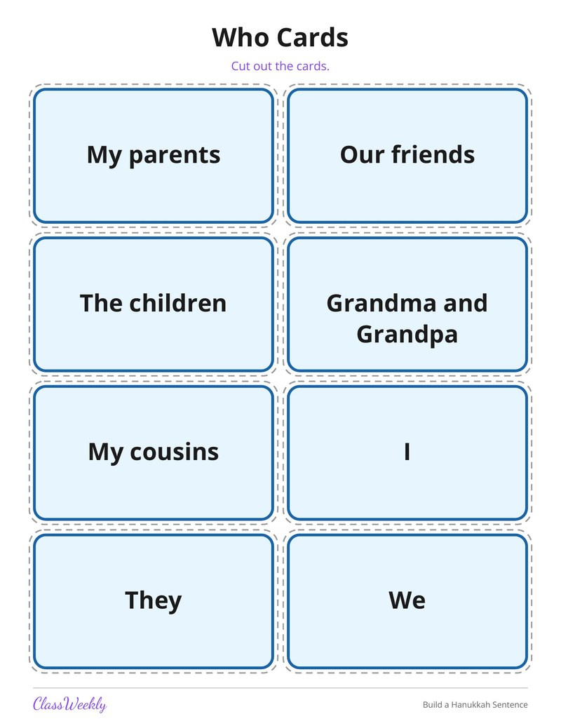 Build a Hanukkah Sentence - Page 3