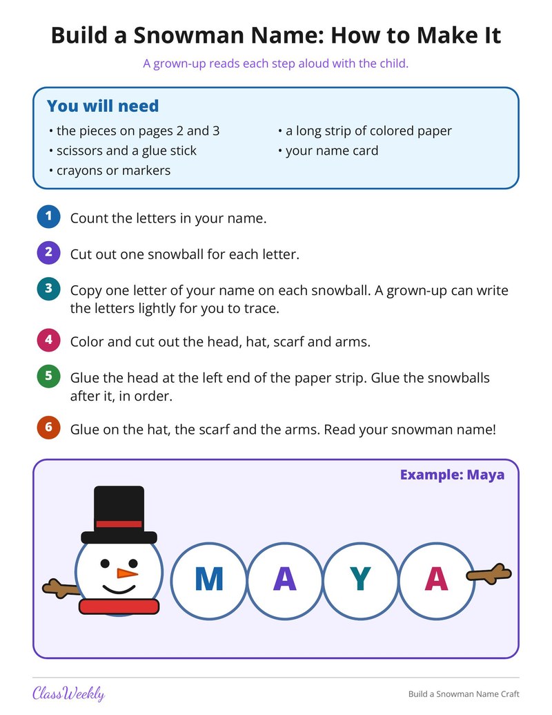 Build a Snowman Name Craft - Page 2