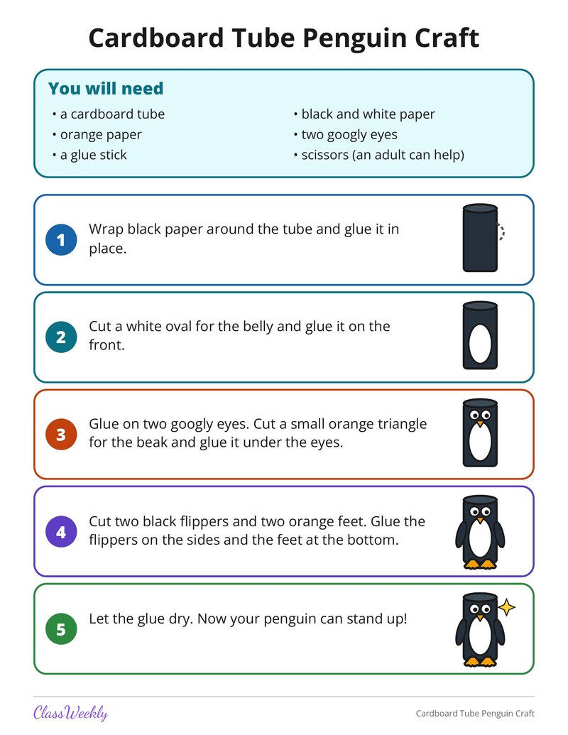 Cardboard Tube Penguin Craft