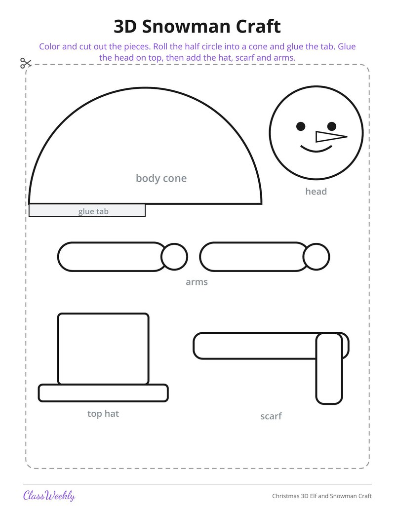 Christmas 3D Elf and Snowman Craft - Page 2