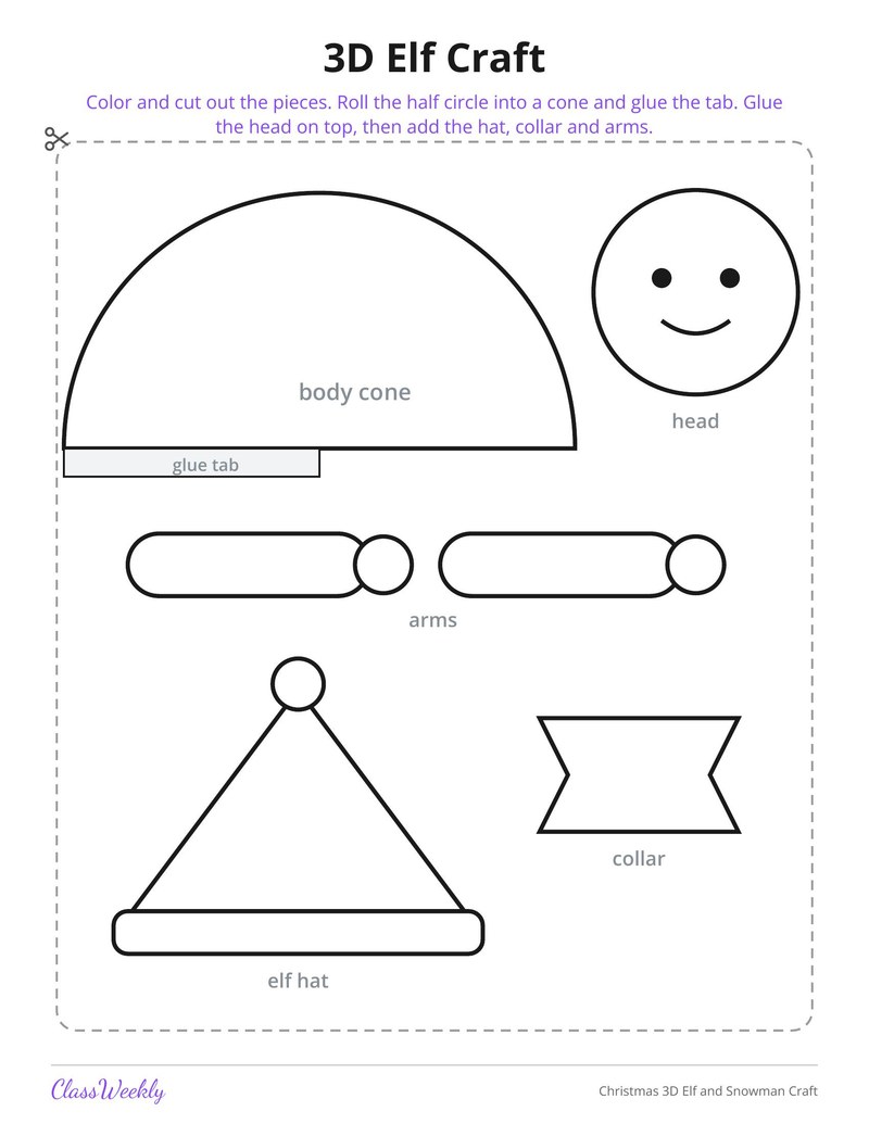 Christmas 3D Elf and Snowman Craft - Page 1