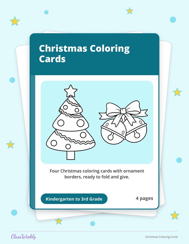 Christmas Coloring Cards - Page 1