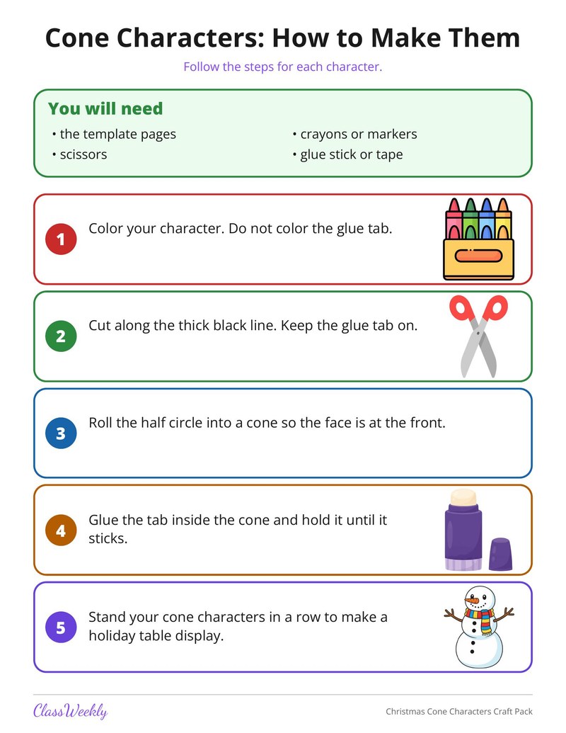 Christmas Cone Characters Craft Pack - Page 2