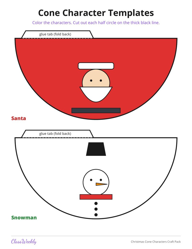 Christmas Cone Characters Craft Pack - Page 3