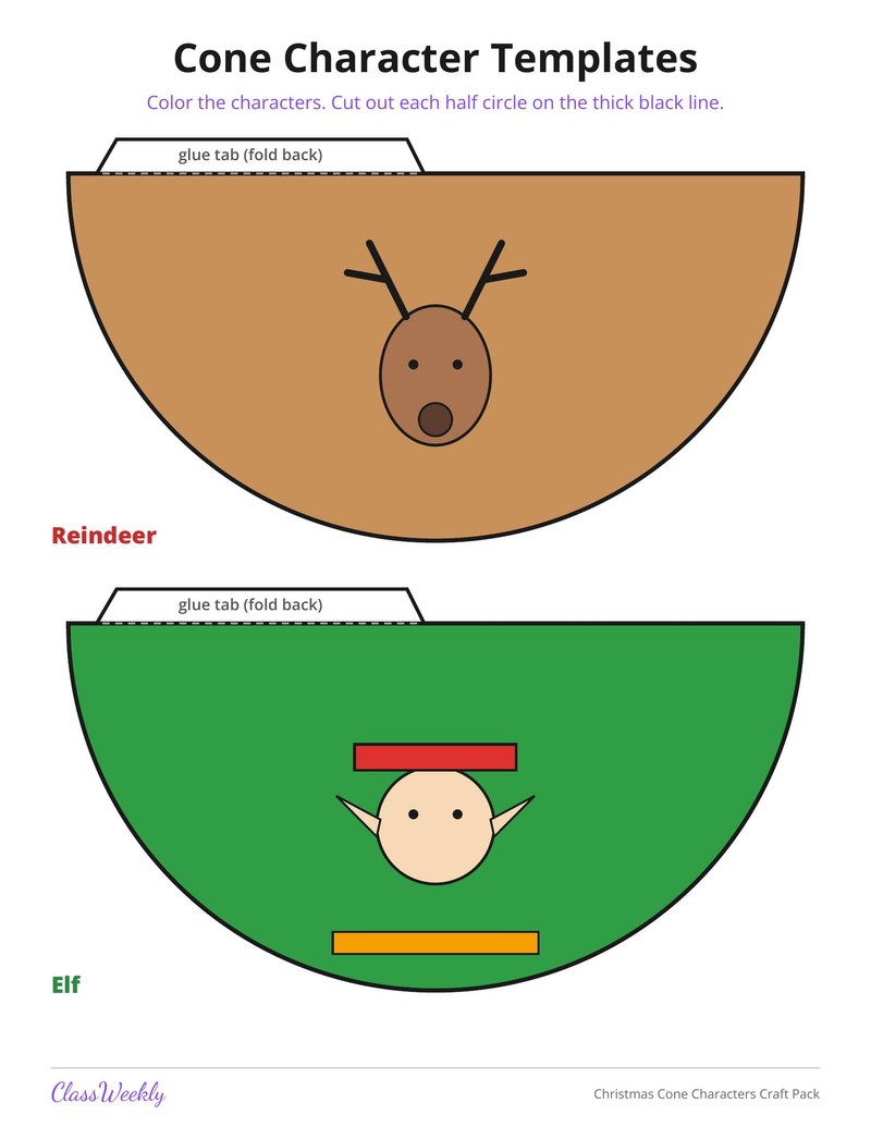 Christmas Cone Characters Craft Pack - Page 4