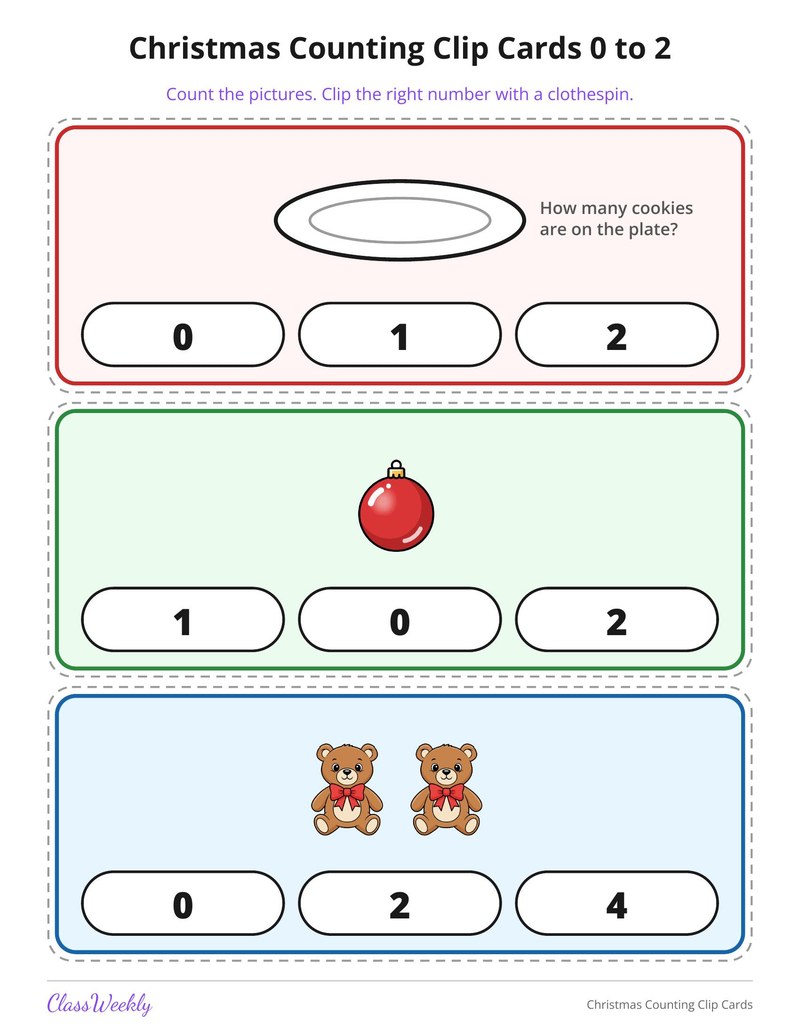 Christmas Counting Clip Cards - Page 2
