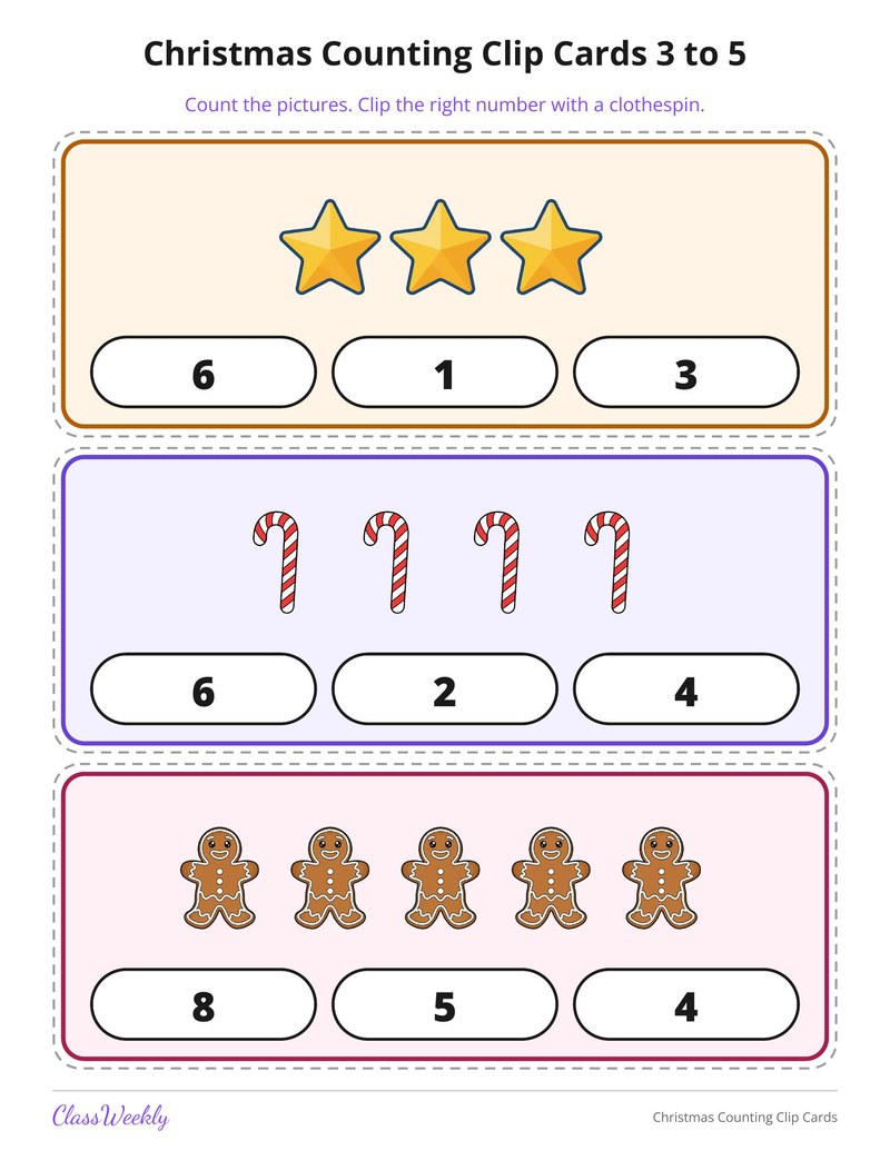 Christmas Counting Clip Cards - Page 3
