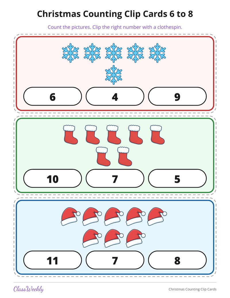 Christmas Counting Clip Cards - Page 4