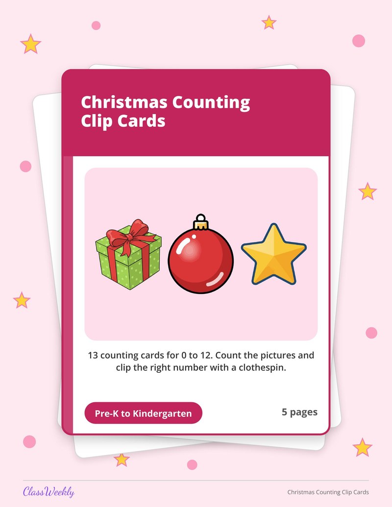 Christmas Counting Clip Cards - Page 1