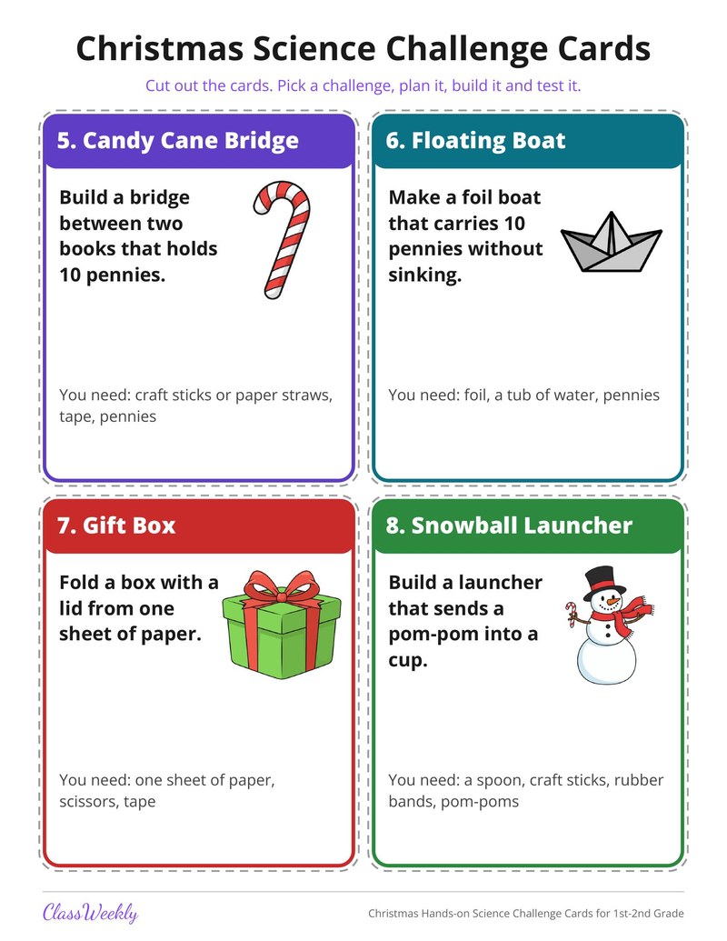 Christmas Hands-on Science Challenge Cards for 1st-2nd Grade - Page 3