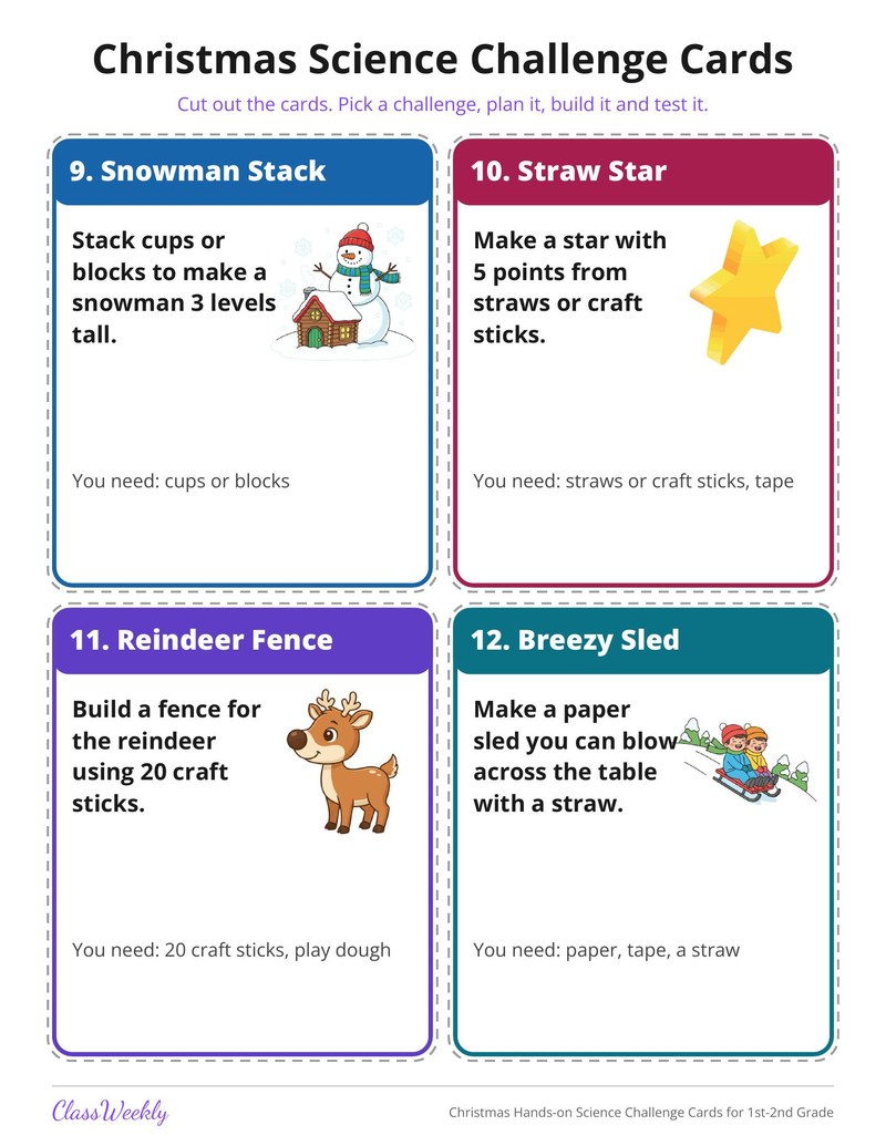 Christmas Hands-on Science Challenge Cards for 1st-2nd Grade - Page 4