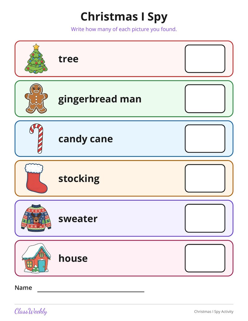 Christmas I Spy Activity - Page 2