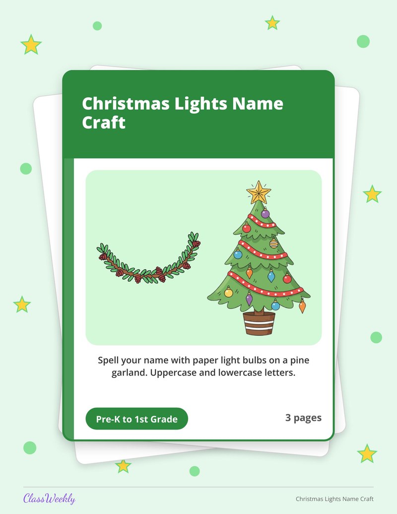 Christmas Lights Name Craft - Page 1