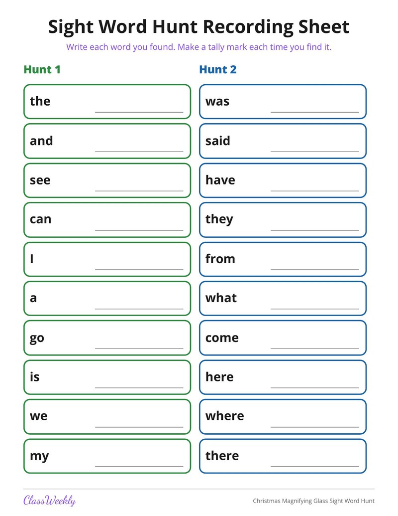Christmas Magnifying Glass Sight Word Hunt - Page 4
