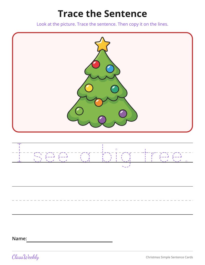 Christmas Simple Sentence Cards - Page 2