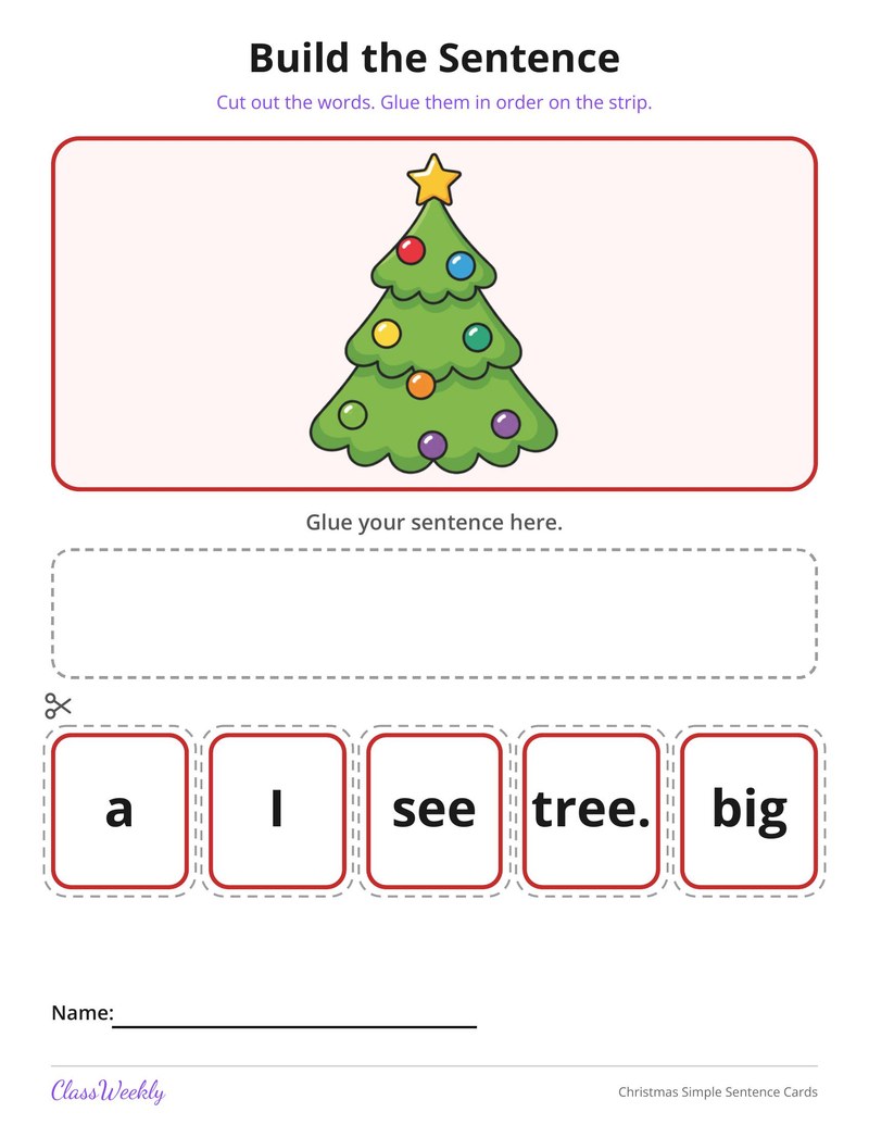 Christmas Simple Sentence Cards - Page 3