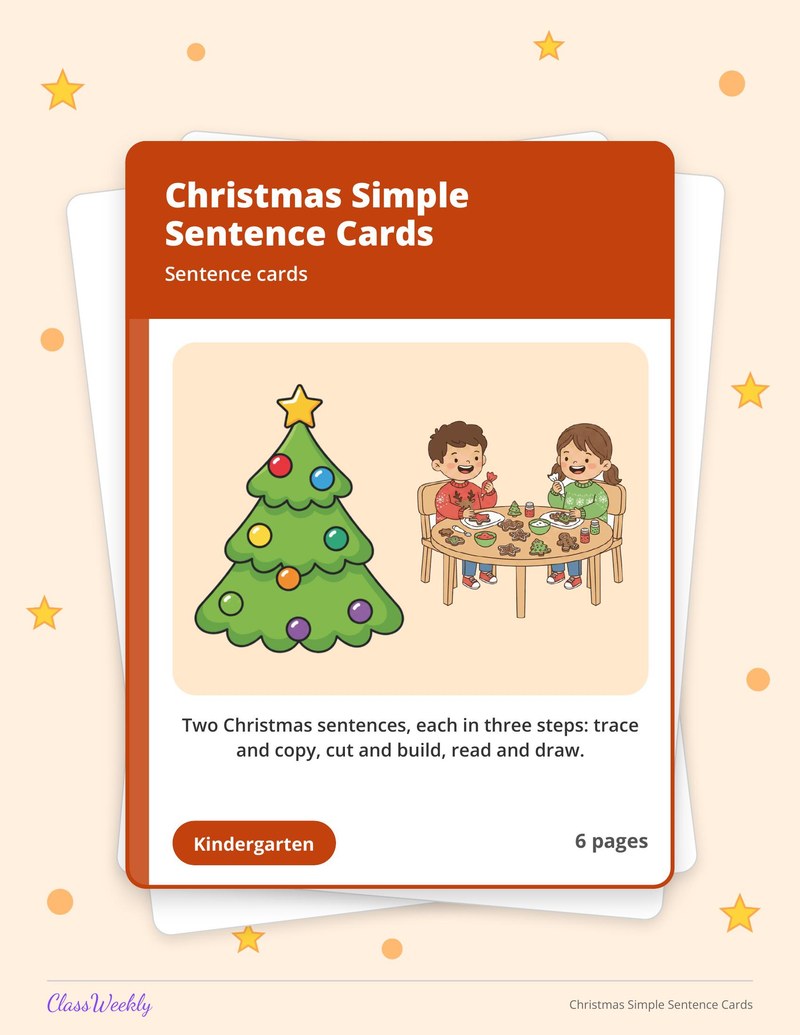 Christmas Simple Sentence Cards - Page 1