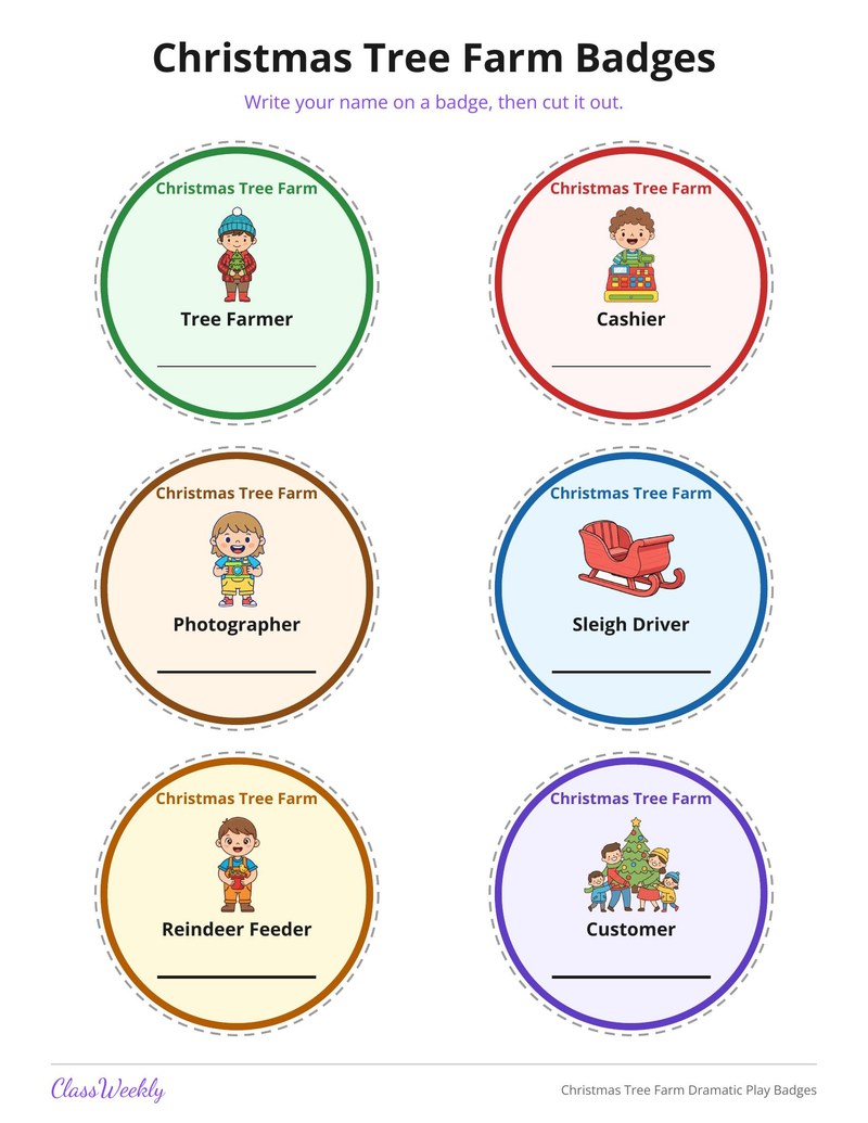 Christmas Tree Farm Dramatic Play Badges - Page 2