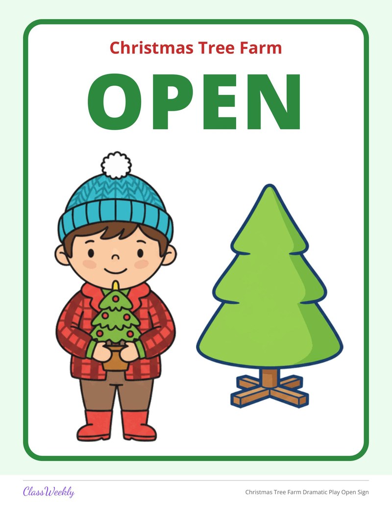Christmas Tree Farm Dramatic Play Open Sign
