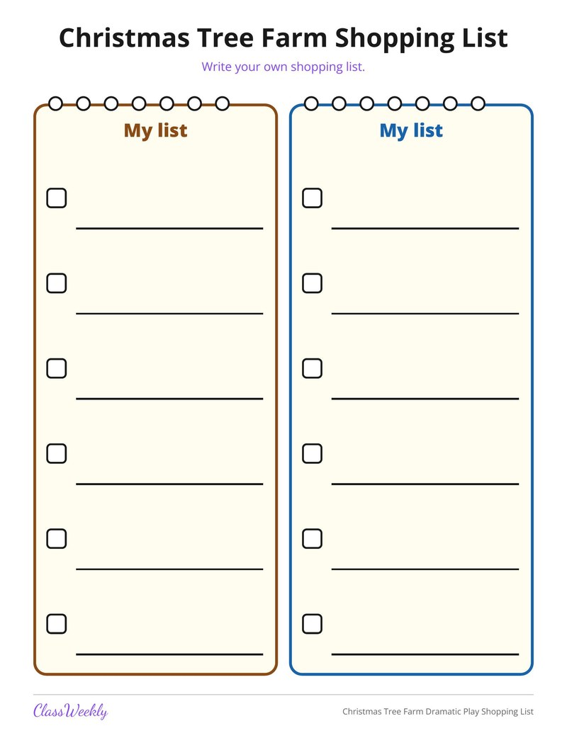 Christmas Tree Farm Dramatic Play Shopping List - Page 4