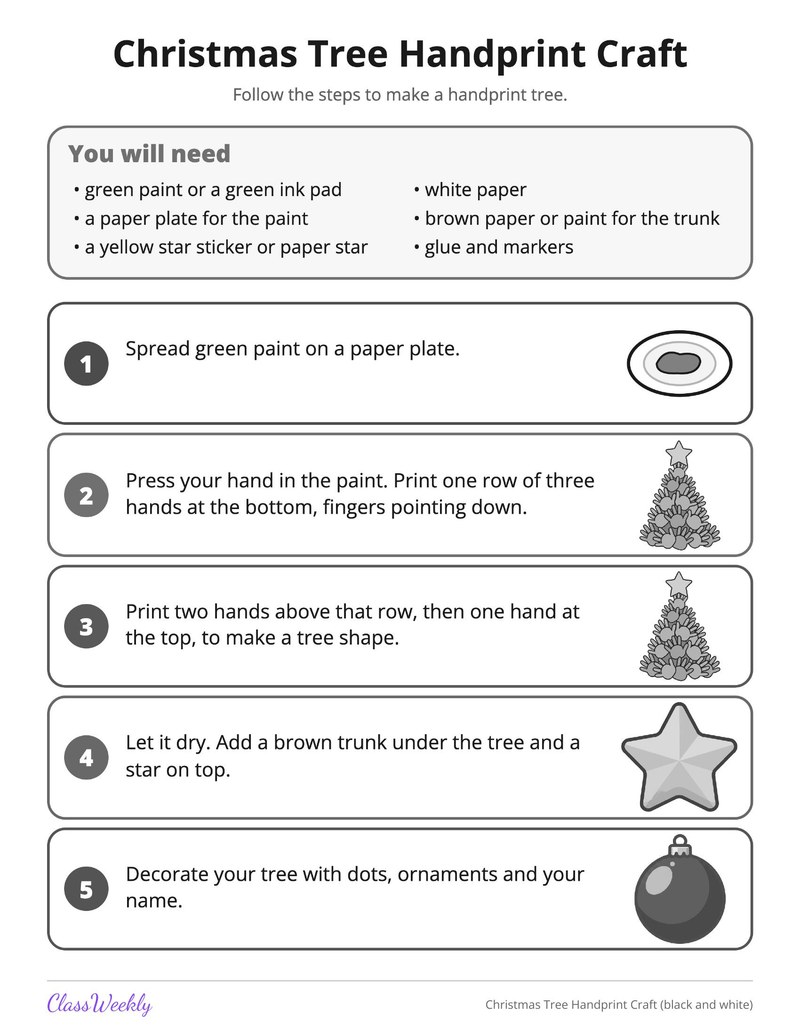 Christmas Tree Handprint Craft Activity - Page 2