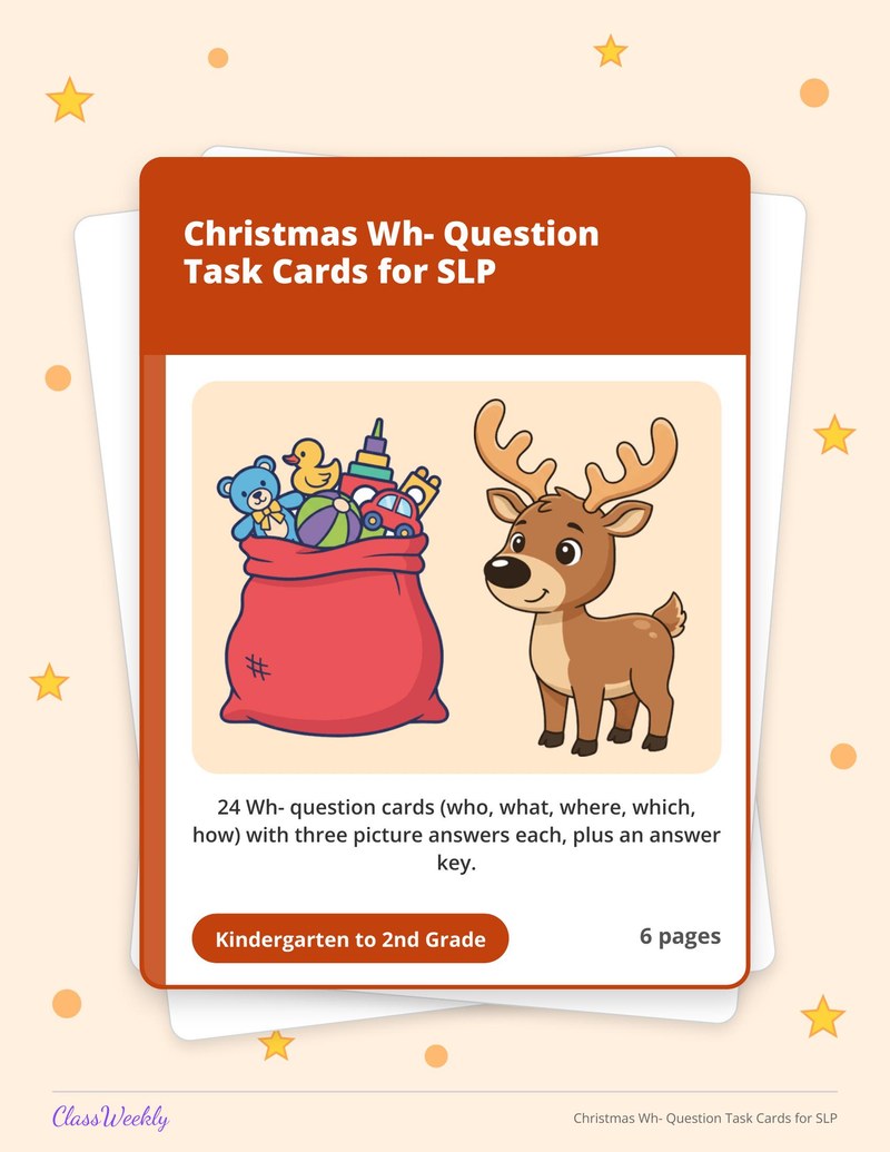 Christmas Wh- Question Task Cards for SLP - Page 1
