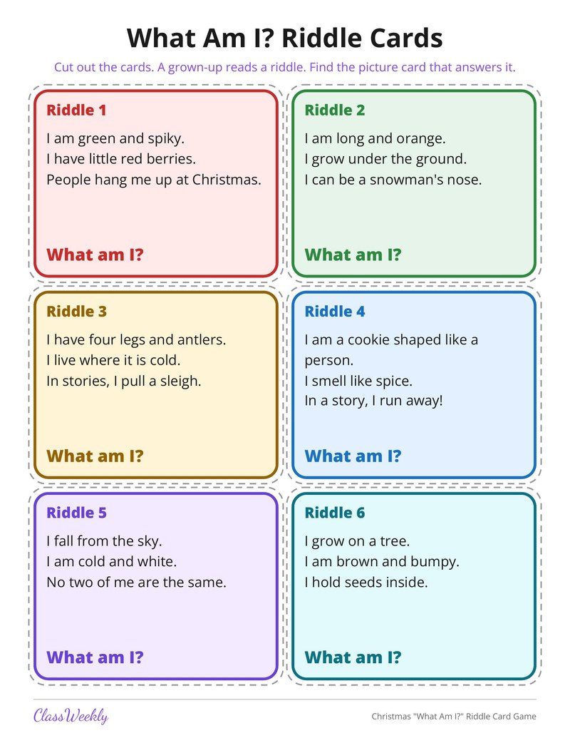Christmas "What Am I?" Riddle Card Game - Page 2