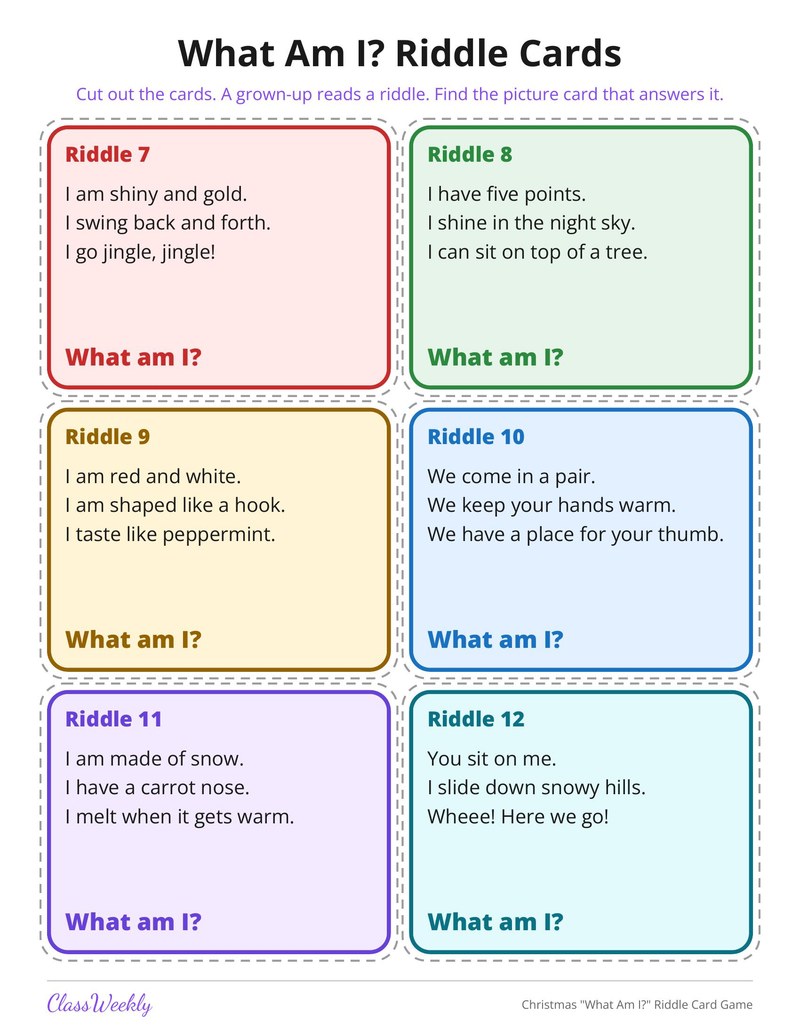 Christmas "What Am I?" Riddle Card Game - Page 3