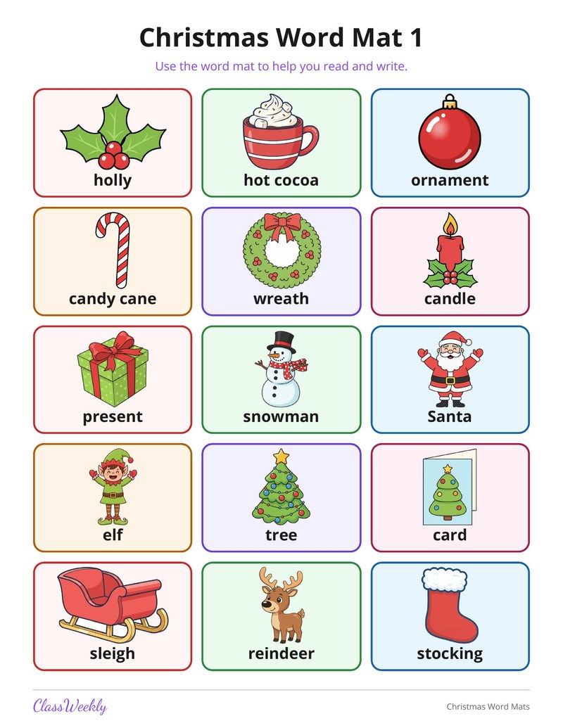 Christmas Word Mats - Page 1