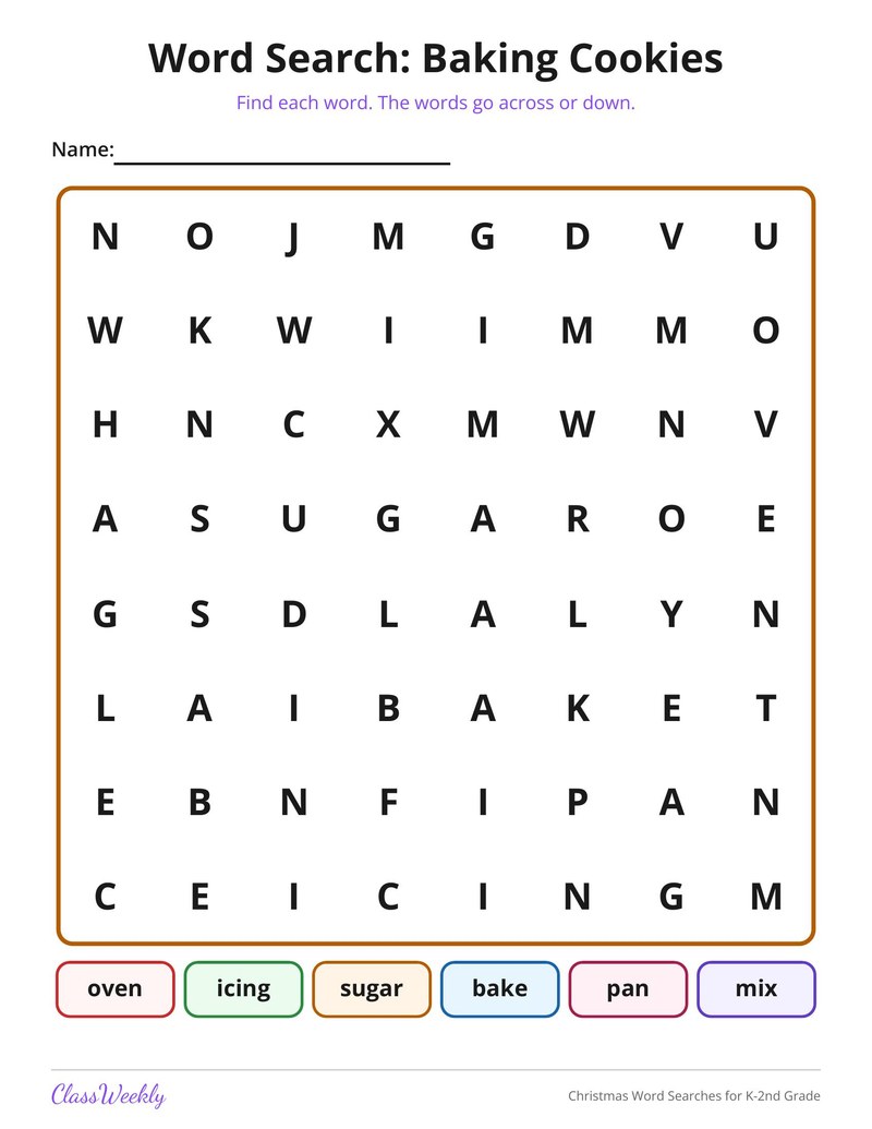 Christmas Word Searches for K-2nd Grade - Page 3