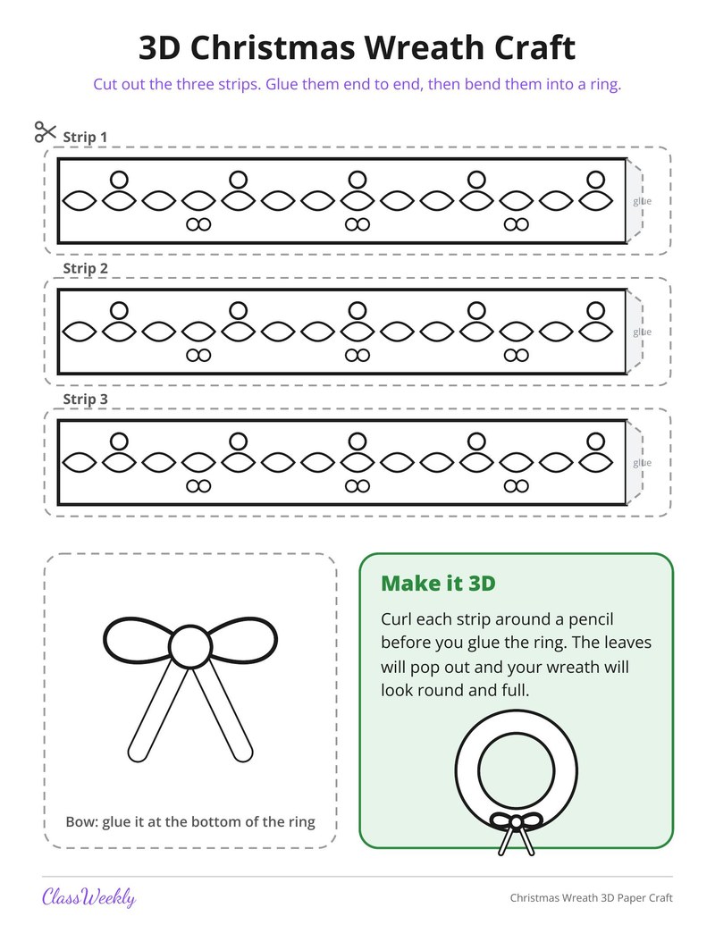 Christmas Wreath 3D Paper Craft - Page 2